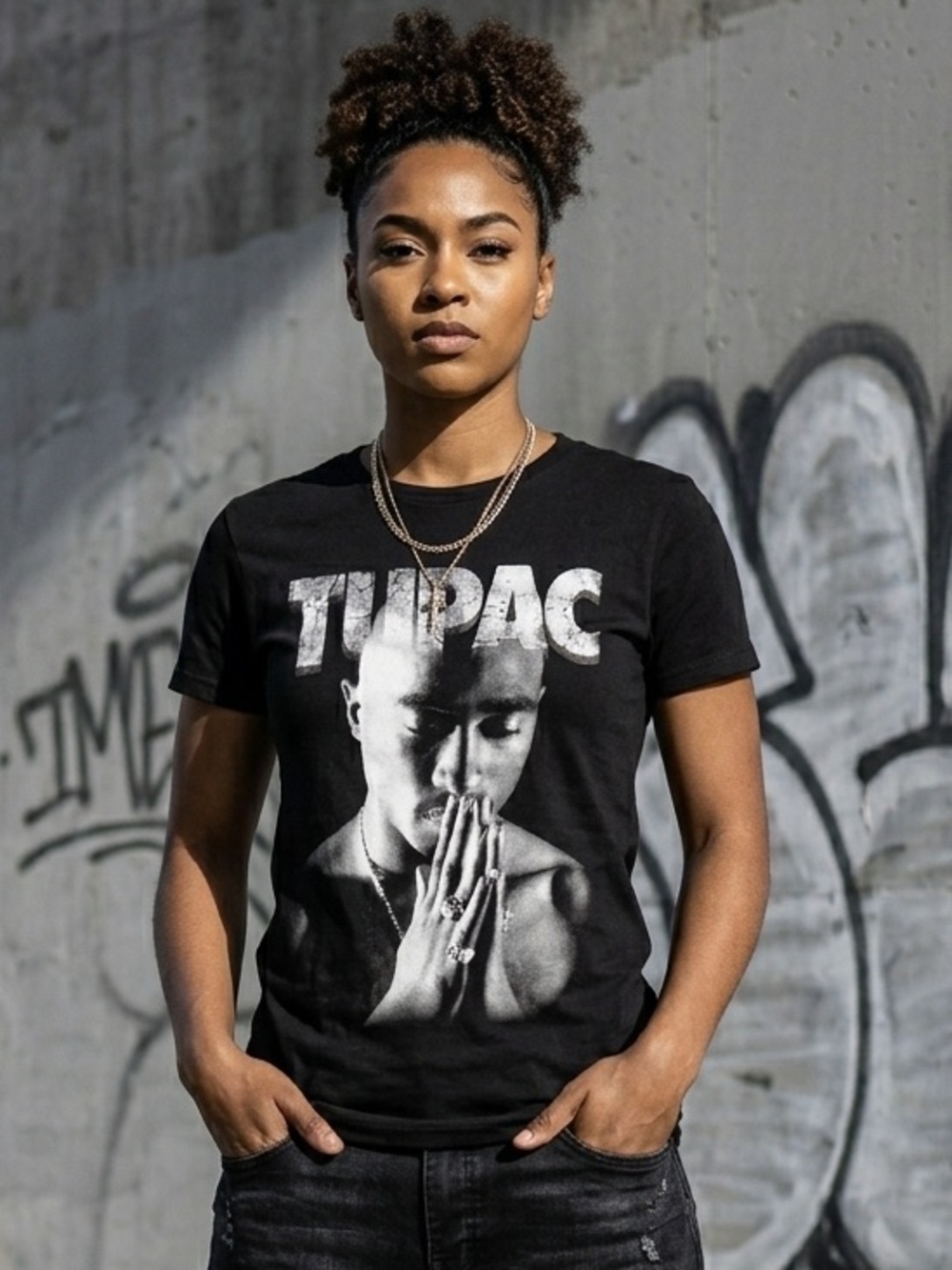 2PAC Tupac Shakur "Prayer" Portrait Graphic Tee - S